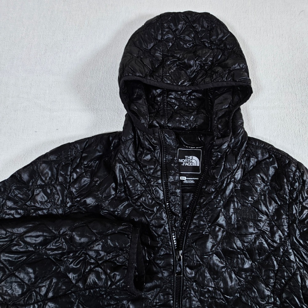 The North Face ThermoBall Parka Womens M Black Quilted Hooded Insulated Jacket
